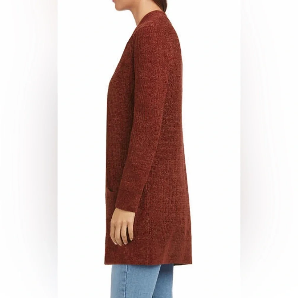 Women’s Long Cardigan Matty M Chenille Sweater w/ Pockets Size M, L, XL, XXL Red
